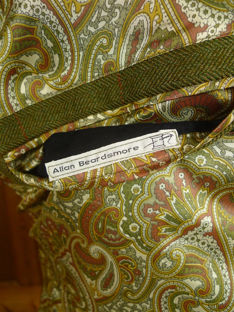25/0697 exceptional bespoke tailor made john g hardy alsport cloth green wp check 3-piece tweed suit w/ paisley linings 40 short to regular