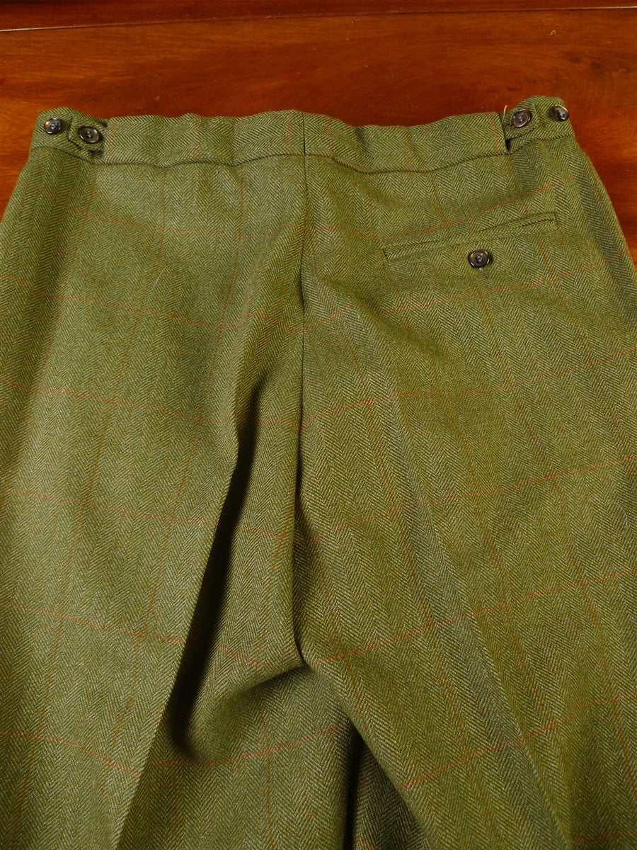 25/0697 exceptional bespoke tailor made john g hardy alsport cloth green wp check 3-piece tweed suit w/ paisley linings 40 short to regular