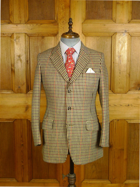 25/0687 vintage redmayne heavyweight gun check tweed jacket w/ ghillie collar 37-38 short