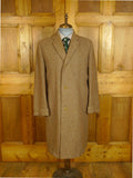 25/0684 beautiful near immaculate genuine 1940s 1950s lovat brown green harris tweed overcoat w/ gauntlet cuff 41-42