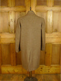 25/0684 beautiful near immaculate genuine 1940s 1950s lovat brown green harris tweed overcoat w/ gauntlet cuff 41-42