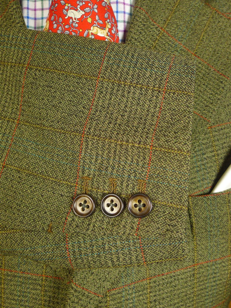 25/0721 wonderful 1960s vintage british green check worsted twist tweed 'mod' coat overcoat 36-38