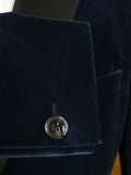 25/0712 immaculate simon carter midnight blue velvet / grosgrain peak lapel velvet dinner / smoking jacket (rrp £550) 41-42 regular