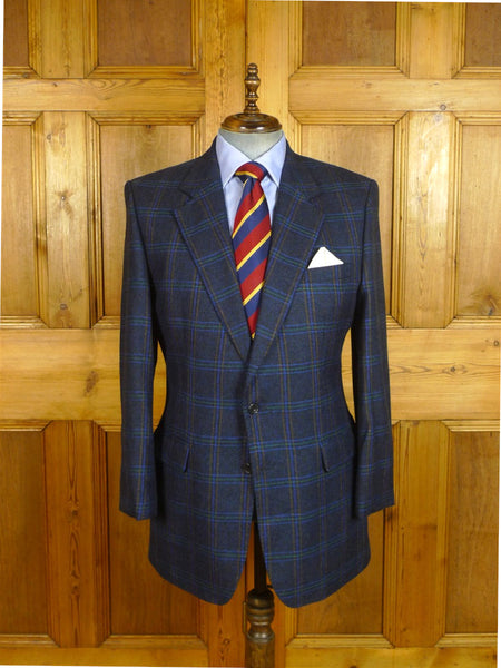 25/0713 immaculate vintage daks blue wp check wool sports jacket blazer 41 regular