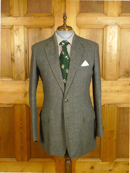 25/0715 beautiful 1978 vintage anderson & sheppard savile row bespoke grey / blue wp check worsted sports jacket blazer 42 extra long