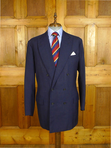 25/0716 anderson & sheppard 2006 savile row bespoke navy blue d/b worsted & mohair blazer 47 extra long