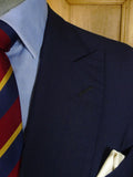 25/0716 anderson & sheppard 2006 savile row bespoke navy blue d/b worsted & mohair blazer 47 extra long