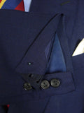 25/0716 anderson & sheppard 2006 savile row bespoke navy blue d/b worsted & mohair blazer 47 extra long