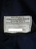 25/0716 anderson & sheppard 2006 savile row bespoke navy blue d/b worsted & mohair blazer 47 extra long