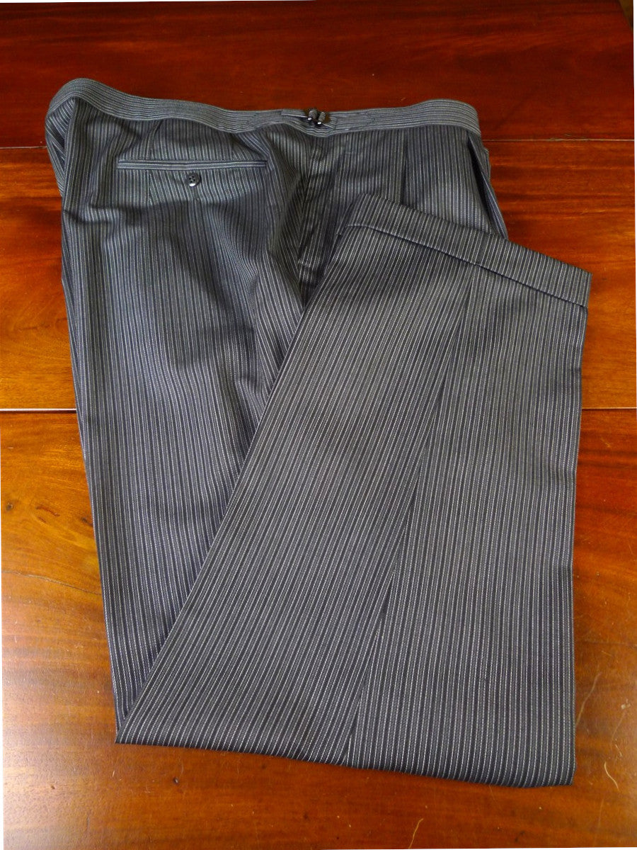 25/0727 immaculate hk bespoke tailored italian cloth 'cashmere stripe' fine worsted high-rise morning trouser 45