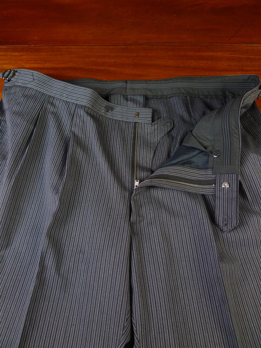 25/0727 immaculate hk bespoke tailored italian cloth 'cashmere stripe' fine worsted high-rise morning trouser 45
