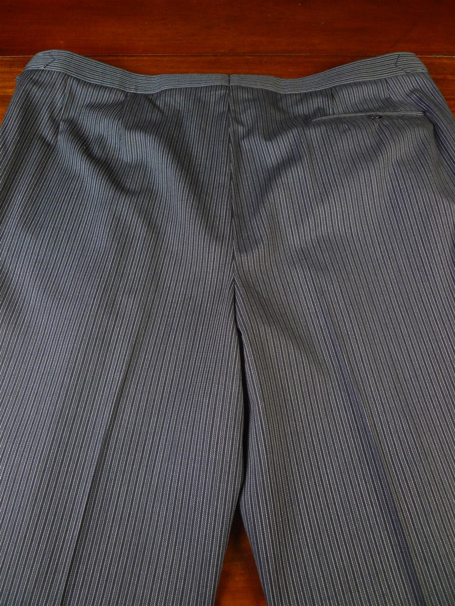 25/0727 immaculate hk bespoke tailored italian cloth 'cashmere stripe' fine worsted high-rise morning trouser 45