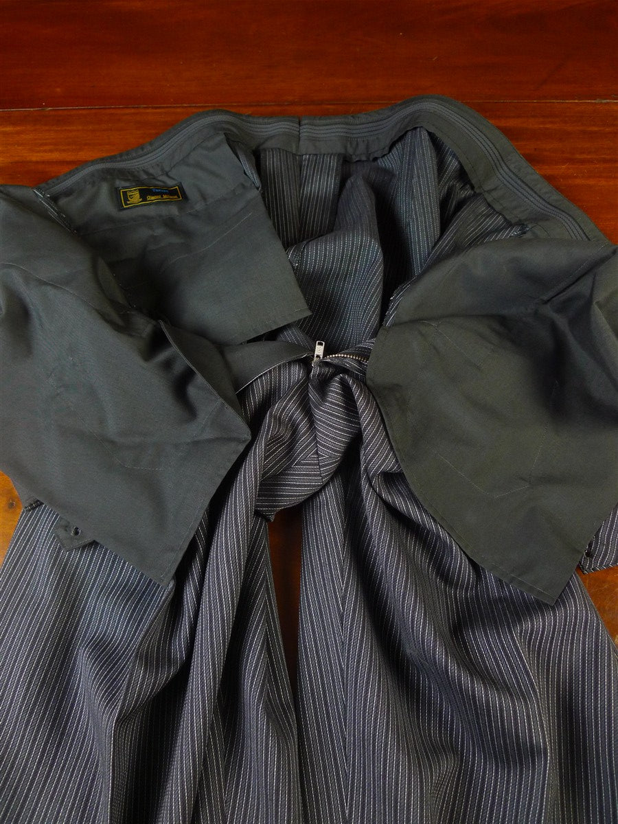 25/0727 immaculate hk bespoke tailored italian cloth 'cashmere stripe' fine worsted high-rise morning trouser 45