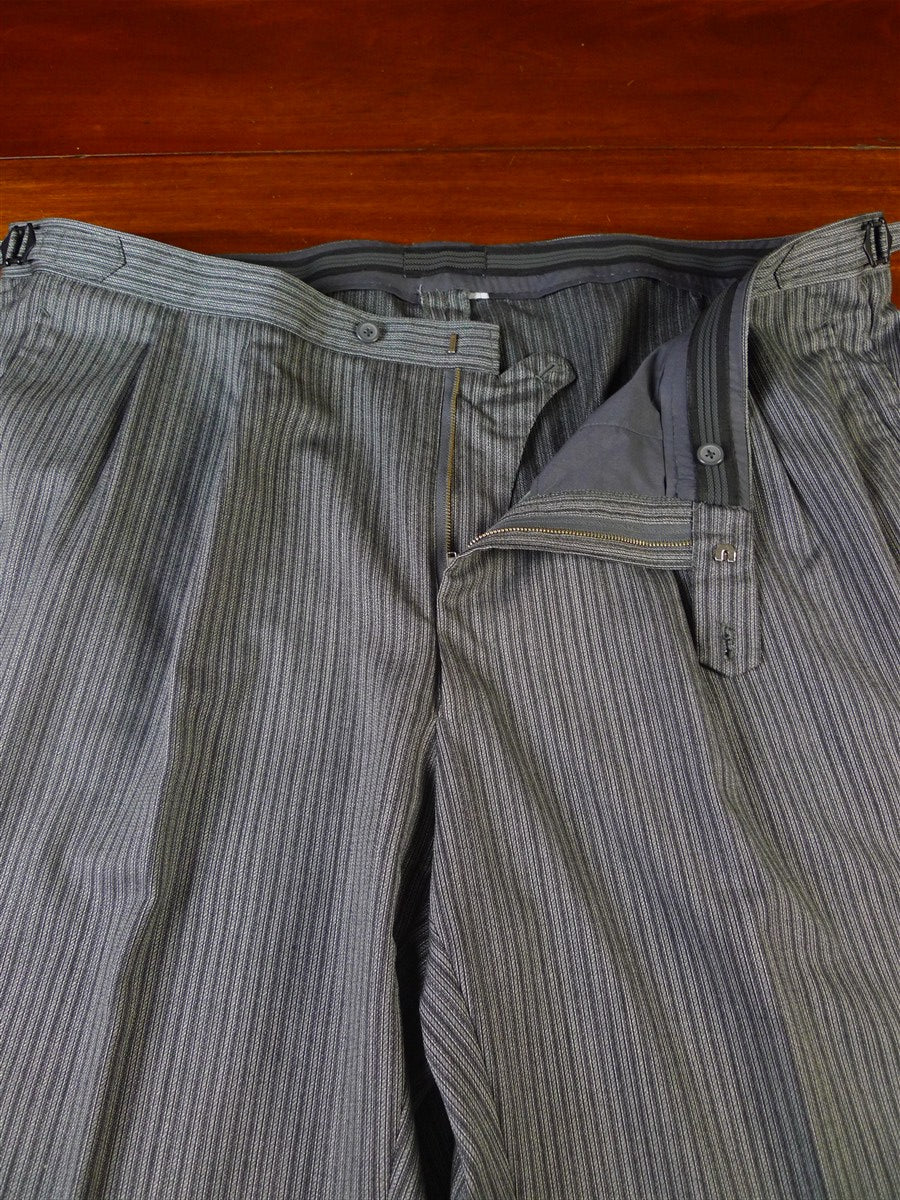 25/0726 immaculate hk bespoke tailored 'cashmere stripe' fine worsted high-rise morning trouser 46