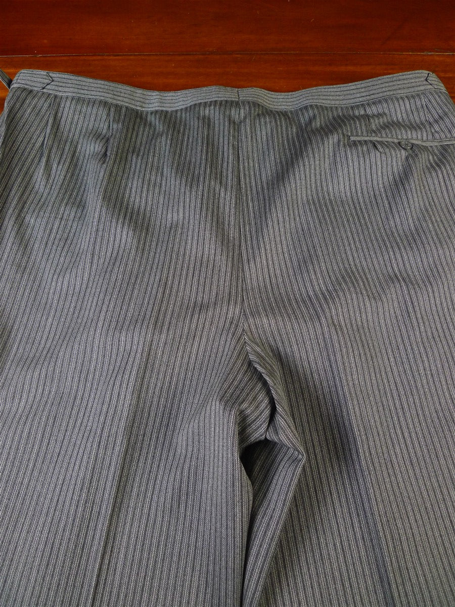 25/0726 immaculate hk bespoke tailored 'cashmere stripe' fine worsted high-rise morning trouser 46