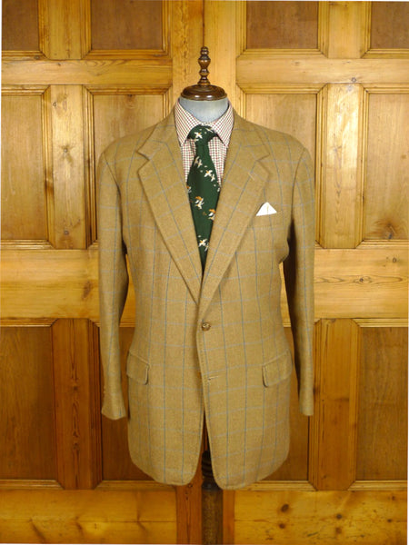 25/0717 vintage 1989 anderson & sheppard savile row bespoke beige brown wp check tweed sports jacket blazer 47-48 extra long