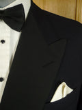 25/0718 vintage 1981 anderson & sheppard savile row bespoke midnight blue barathea d/b dinner jacket w/ grosgrain facings 45 extra long