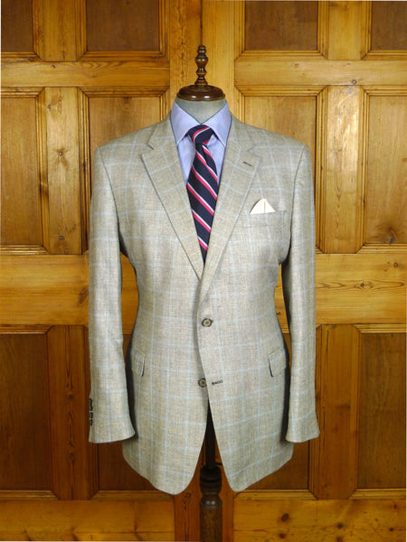 25/0709 immaculate harvie & hudson jermyn st italian silk linen wool wp check sports jacket blazer 47 long
