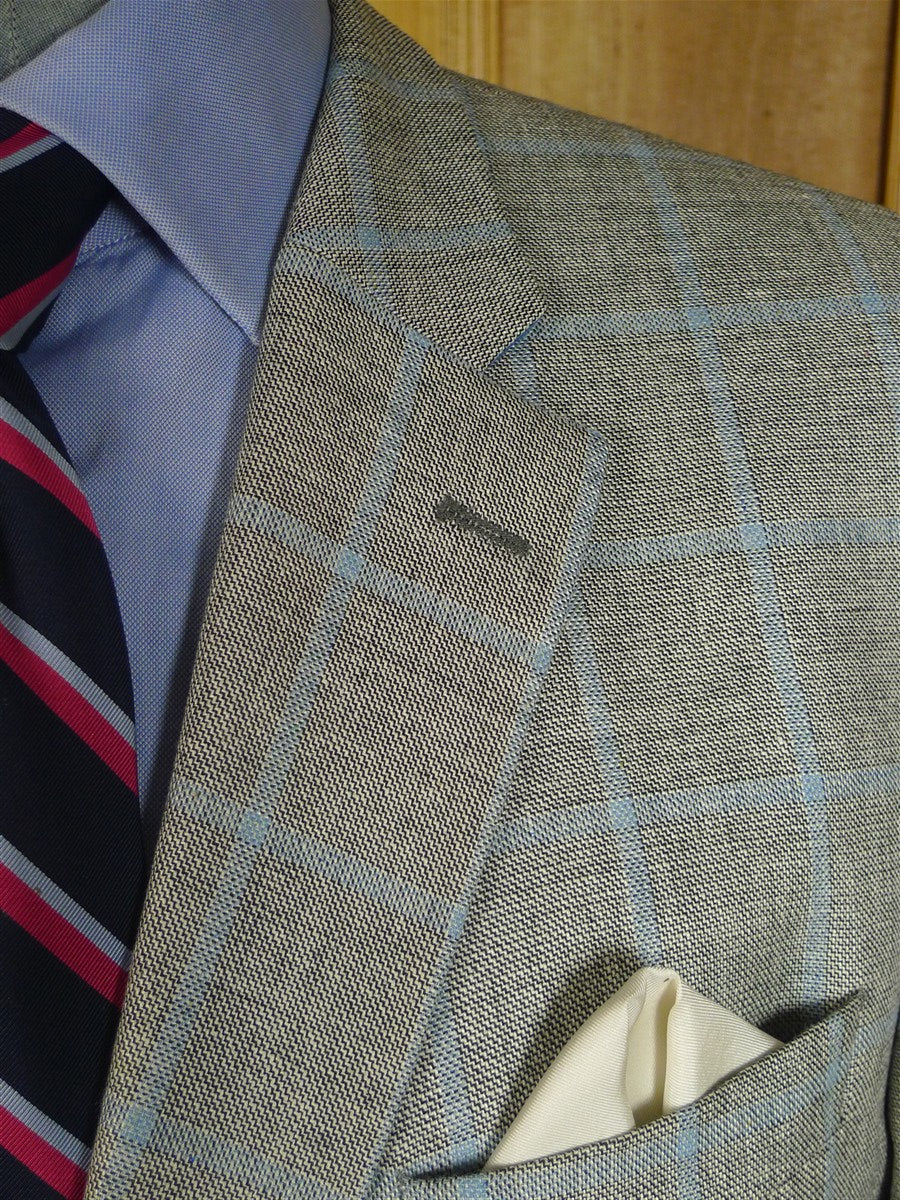 25/0709 immaculate harvie & hudson jermyn st italian silk linen wool wp check sports jacket blazer 47 long