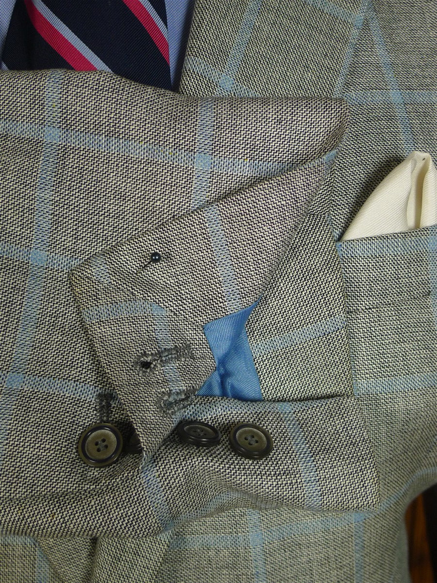 25/0709 immaculate harvie & hudson jermyn st italian silk linen wool wp check sports jacket blazer 47 long