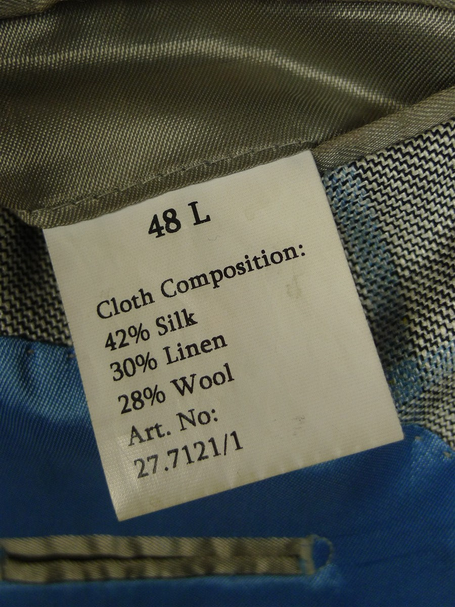 25/0709 immaculate harvie & hudson jermyn st italian silk linen wool wp check sports jacket blazer 47 long