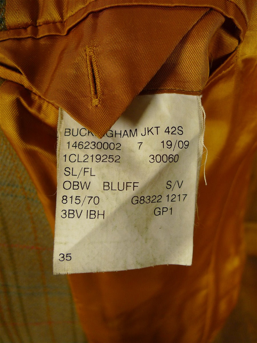 25/0746 vintage british green wp check tweed jacket for goodwood revival 42 short