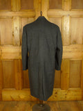 25/0791 vintage hand tailored wool & cashmere grey herringbone overcoat 46