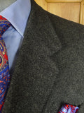 25/0791 vintage hand tailored wool & cashmere grey herringbone overcoat 46