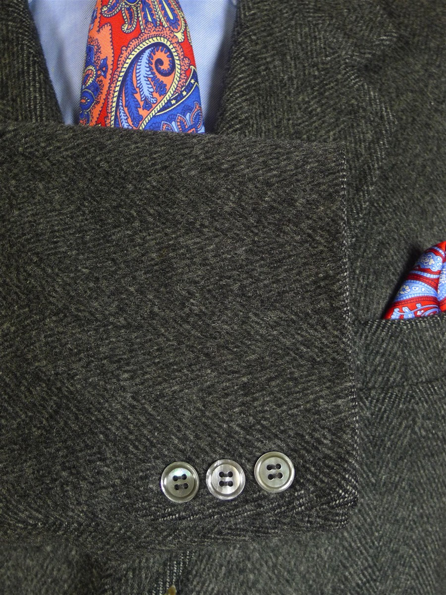 25/0791 vintage hand tailored wool & cashmere grey herringbone overcoat 46
