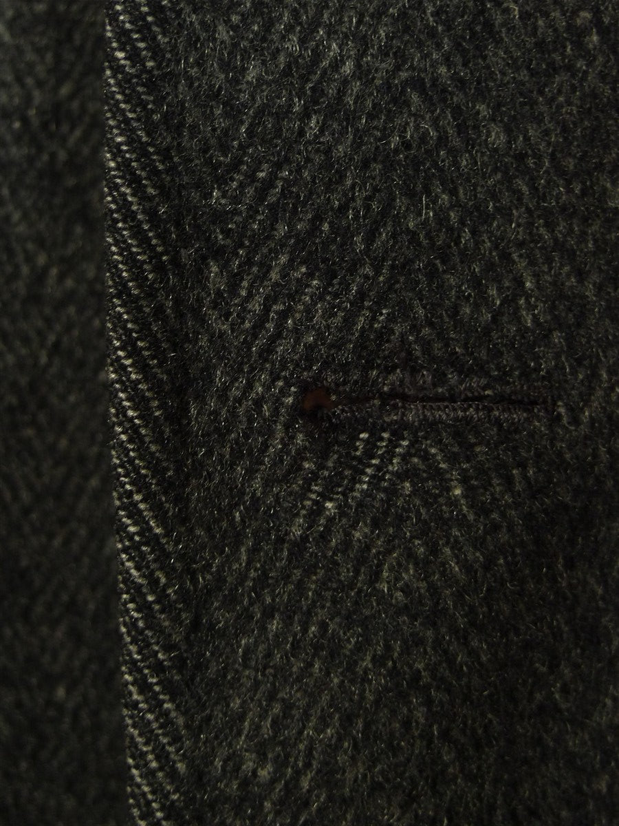 25/0791 vintage hand tailored wool & cashmere grey herringbone overcoat 46