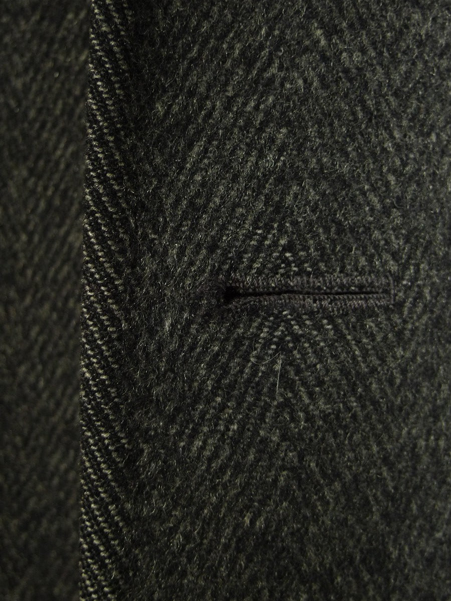 25/0791 vintage hand tailored wool & cashmere grey herringbone overcoat 46