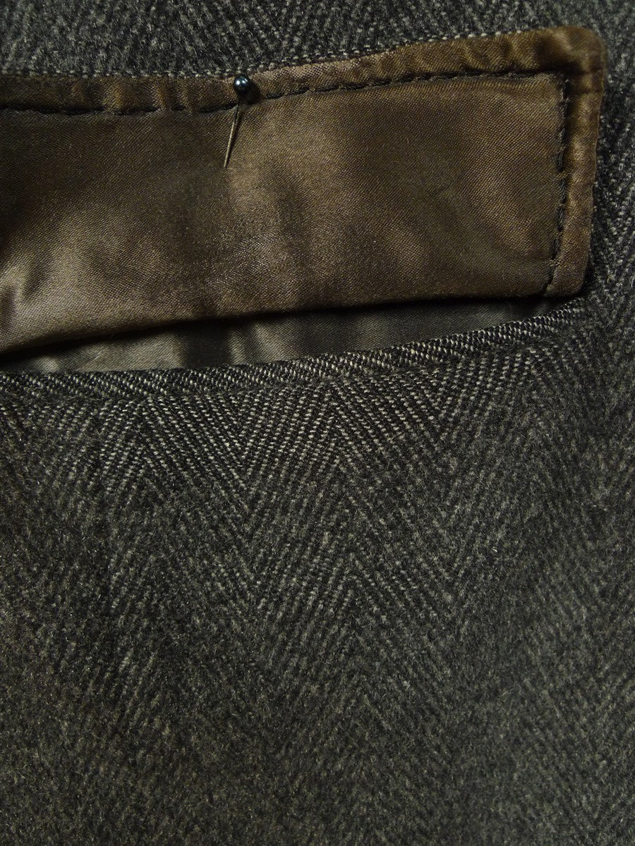 25/0791 vintage hand tailored wool & cashmere grey herringbone overcoat 46