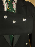 25/0749 immaculate vintage black barathea wool prince charlie kilt jacket 50 long