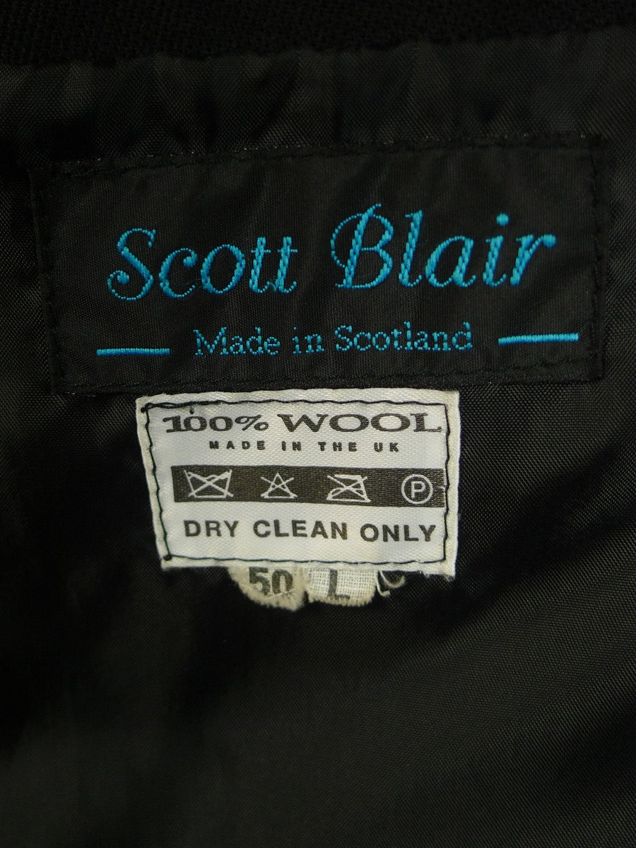 25/0749 immaculate vintage black barathea wool prince charlie kilt jacket 50 long