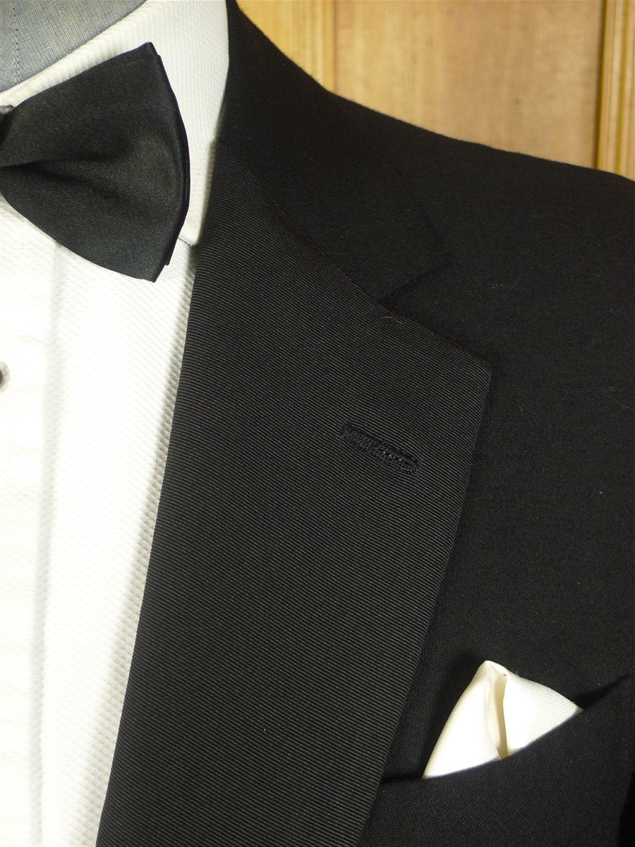 25/0778 vintage fulham road bespoke black barathea wool / grosgrain silk dinner suit 41 regular