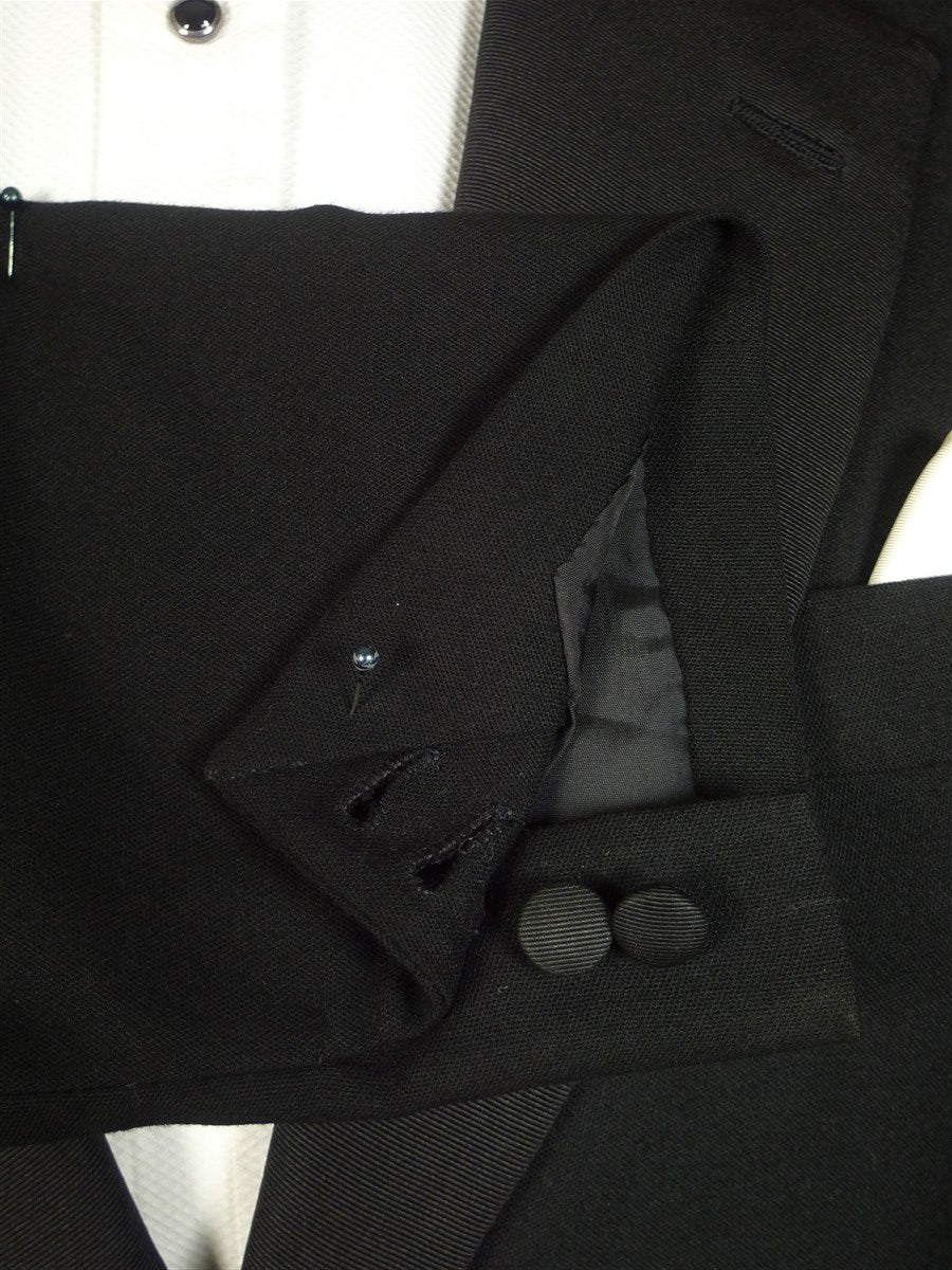 25/0778 vintage fulham road bespoke black barathea wool / grosgrain silk dinner suit 41 regular
