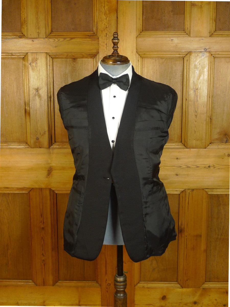25/0778 vintage fulham road bespoke black barathea wool / grosgrain silk dinner suit 41 regular