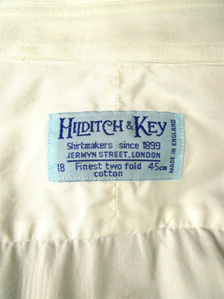 25/0796 near immaculate hilditch & key jermyn st white pleated cotton evening dress shirt 18