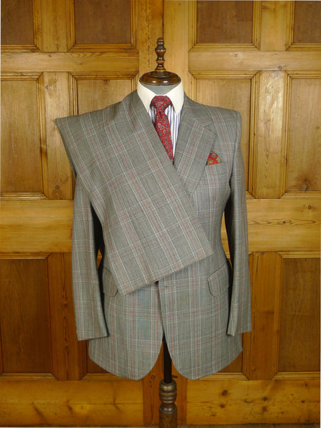 25/0819 wonderful vintage christian dior grey / red bold check wool suit w/ wide leg 41 regular