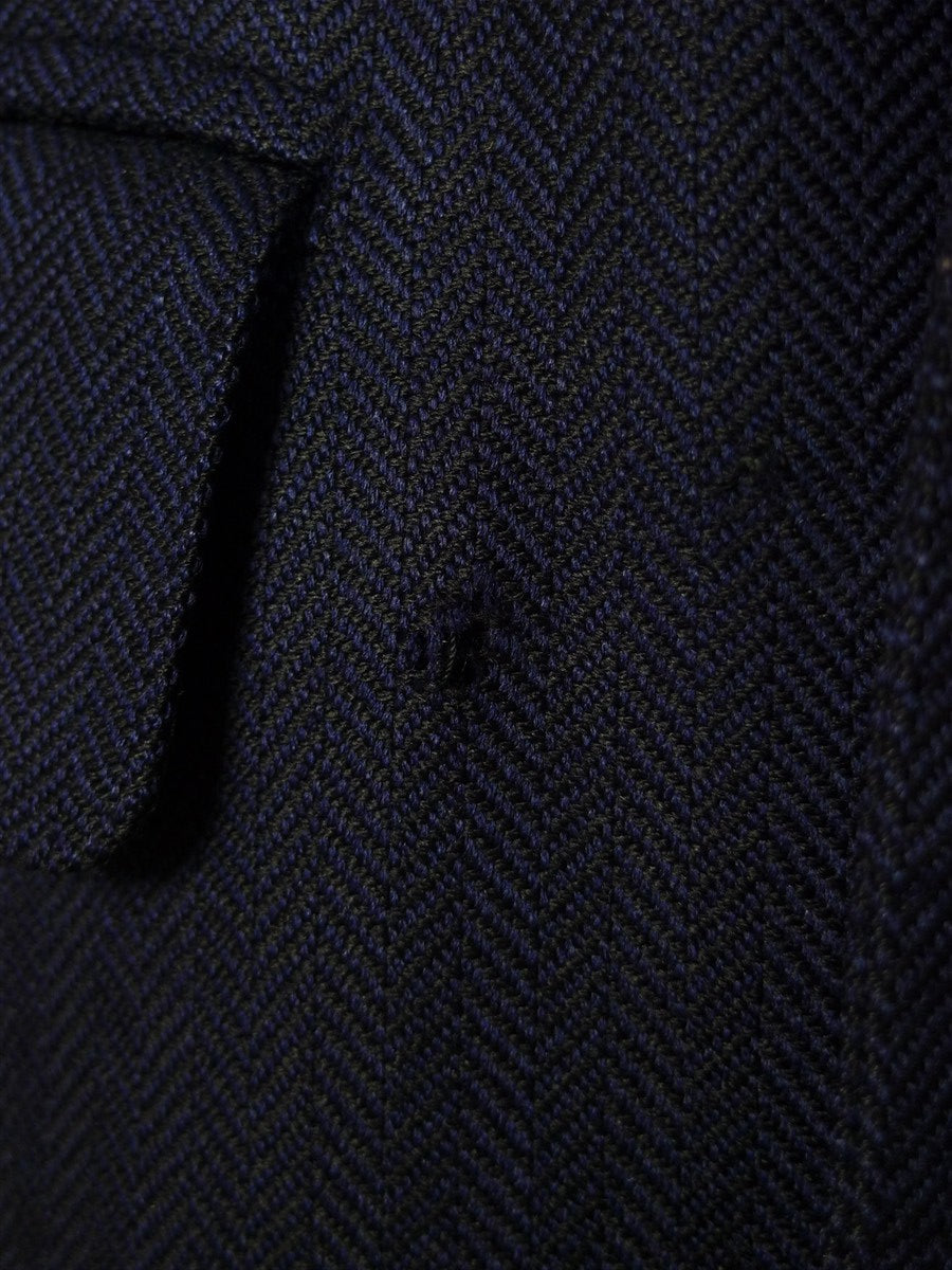 25/0771 vintage anderson & sheppard 1984 savile row bespoke navy blue herringbone wool d/b blazer jacket 44 extra long