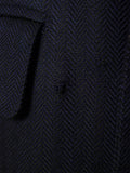 25/0771 vintage anderson & sheppard 1984 savile row bespoke navy blue herringbone wool d/b blazer jacket 44 extra long
