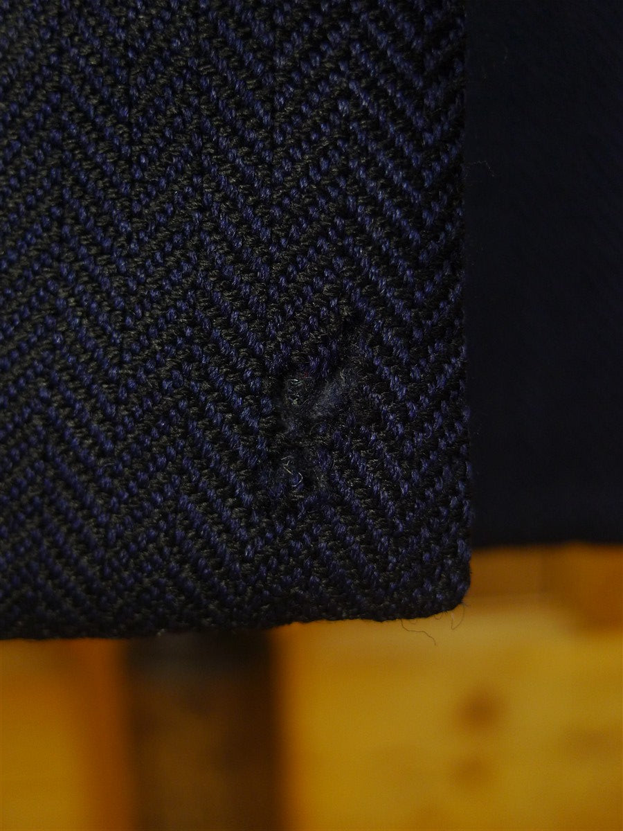 25/0771 vintage anderson & sheppard 1984 savile row bespoke navy blue herringbone wool d/b blazer jacket 44 extra long