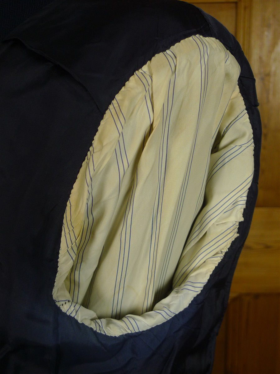 25/0771 vintage anderson & sheppard 1984 savile row bespoke navy blue herringbone wool d/b blazer jacket 44 extra long