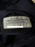 25/0771 vintage anderson & sheppard 1984 savile row bespoke navy blue herringbone wool d/b blazer jacket 44 extra long