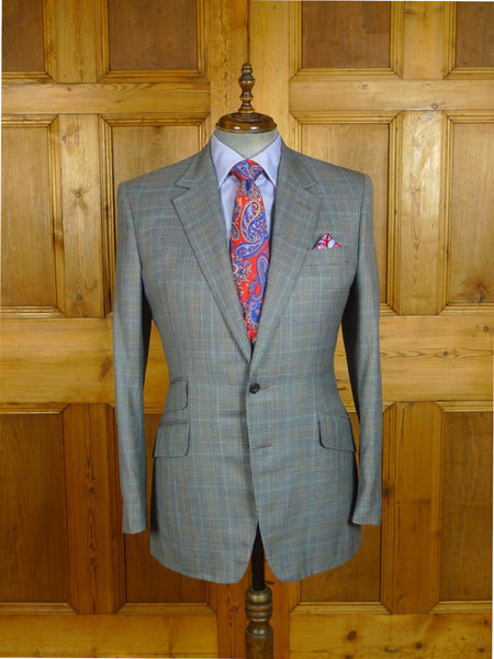 25/0808 immaculate castles city of london bespoke 2011 wool & cashmere grey / blue wp check sports jacket blazer 41 long