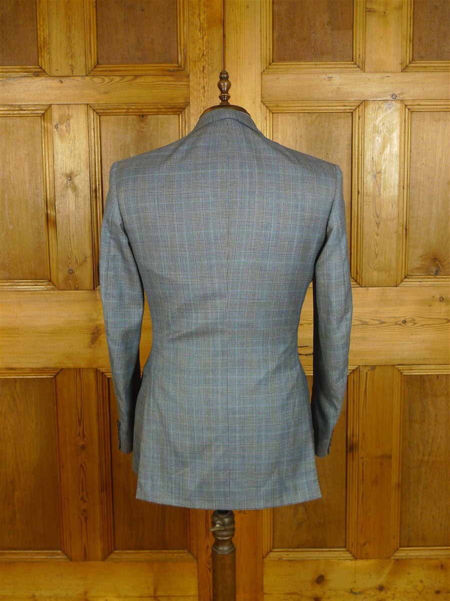 25/0808 immaculate castles city of london bespoke 2011 wool & cashmere grey / blue wp check sports jacket blazer 41 long