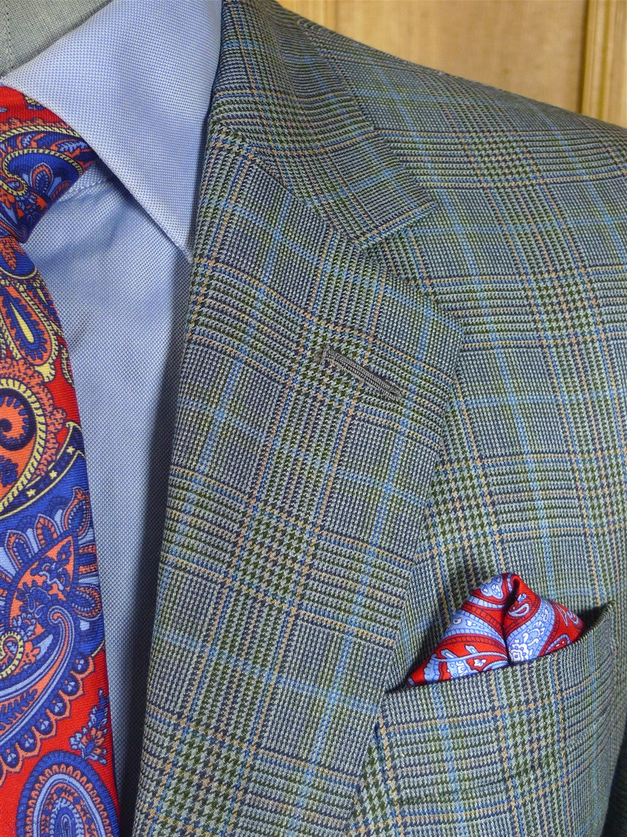 25/0808 immaculate castles city of london bespoke 2011 wool & cashmere grey / blue wp check sports jacket blazer 41 long