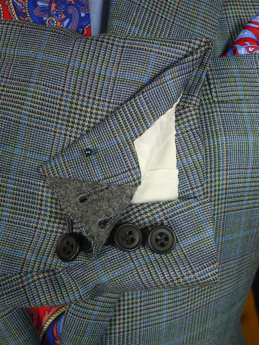25/0808 immaculate castles city of london bespoke 2011 wool & cashmere grey / blue wp check sports jacket blazer 41 long