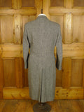 25/0820 superb vintage ward & kruger savile row bespoke full length d/b grey herringbone tweed overcoat 41-42 long