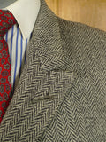25/0820 superb vintage ward & kruger savile row bespoke full length d/b grey herringbone tweed overcoat 41-42 long